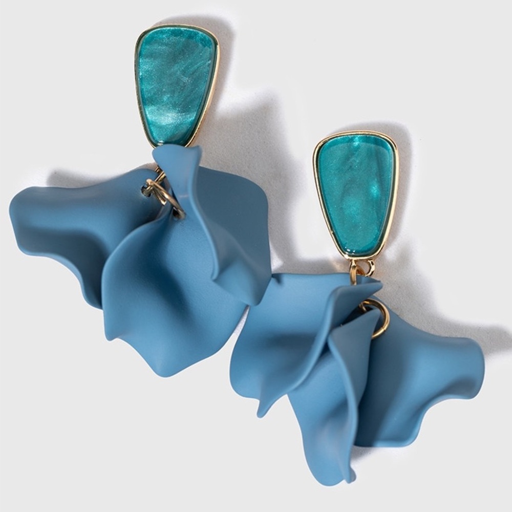 NWT Aqua Blue Petal Drop Earrings